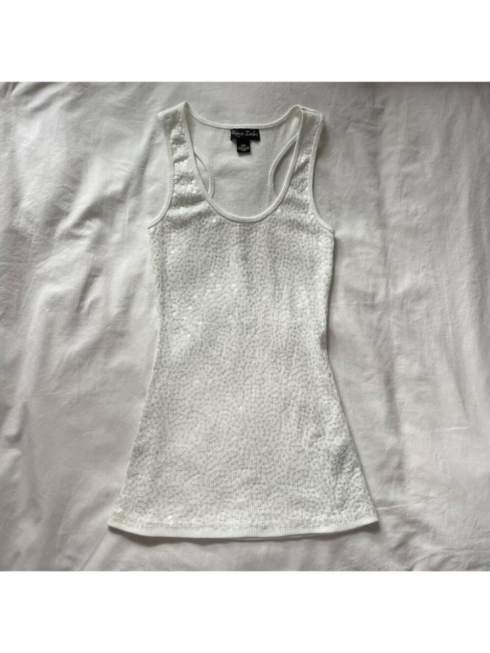 2000s white sequin tank top